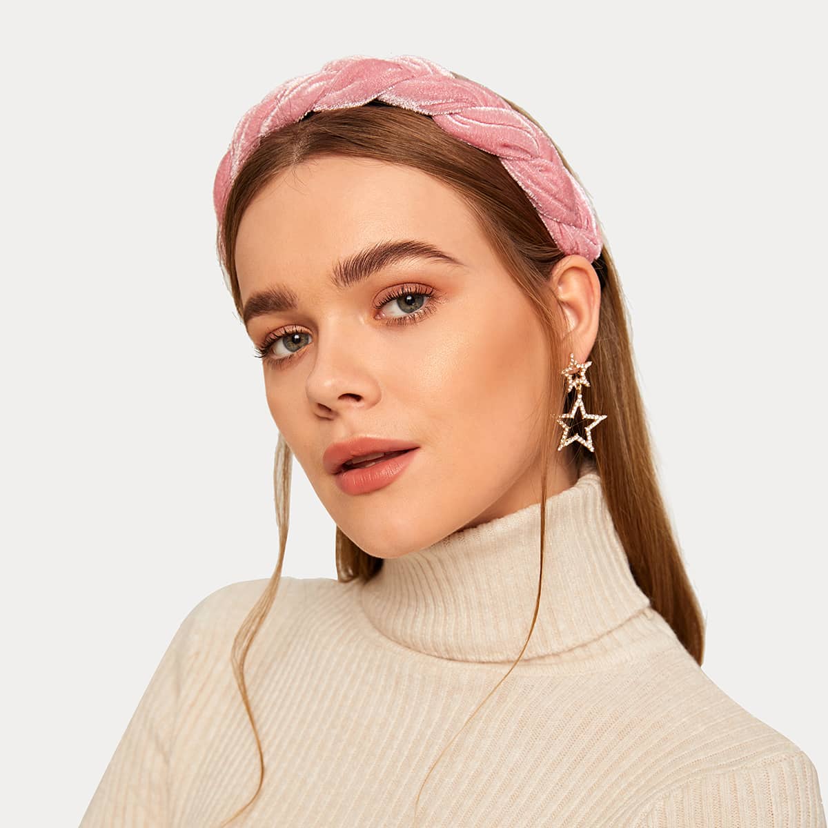 

Plain Twist Braided Headband, Pink