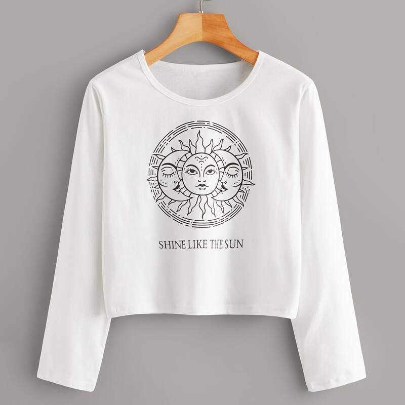 

Slogan Graphic Round Neck Tee, White