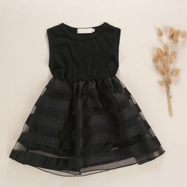 

Toddler Girls Mesh Panel Sleeveless A-line Dress, Black