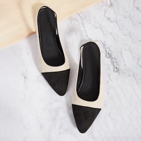 

Two Tone Point Toe Slingback Flats, Multicolor