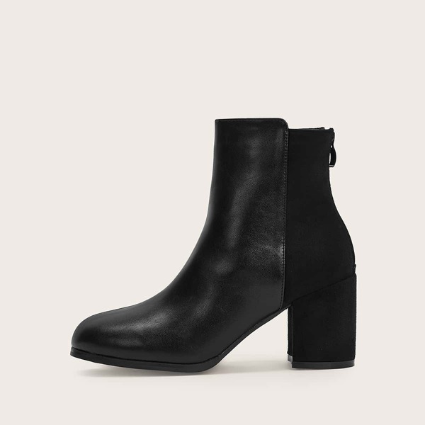 

Zip Back Chunky Heeled Boots, Black