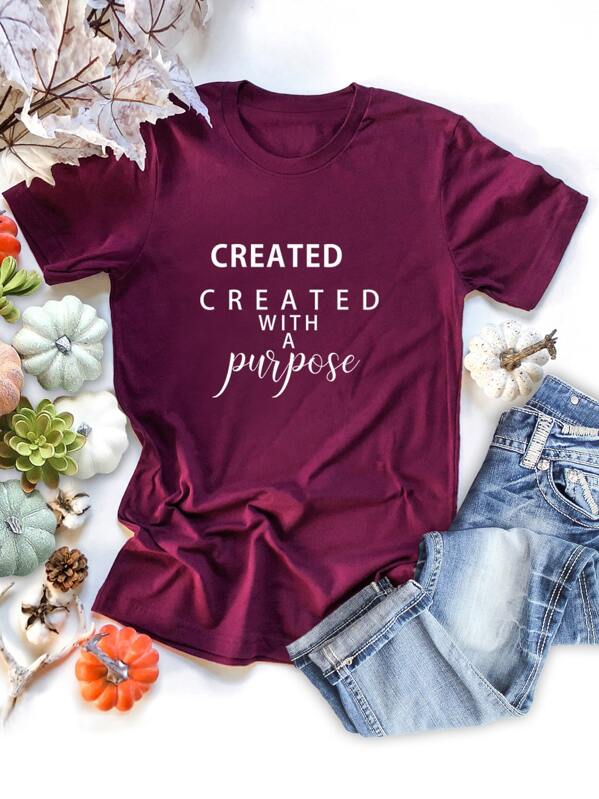 

Letter Graphic Short Sleeve Tee, Burgundy