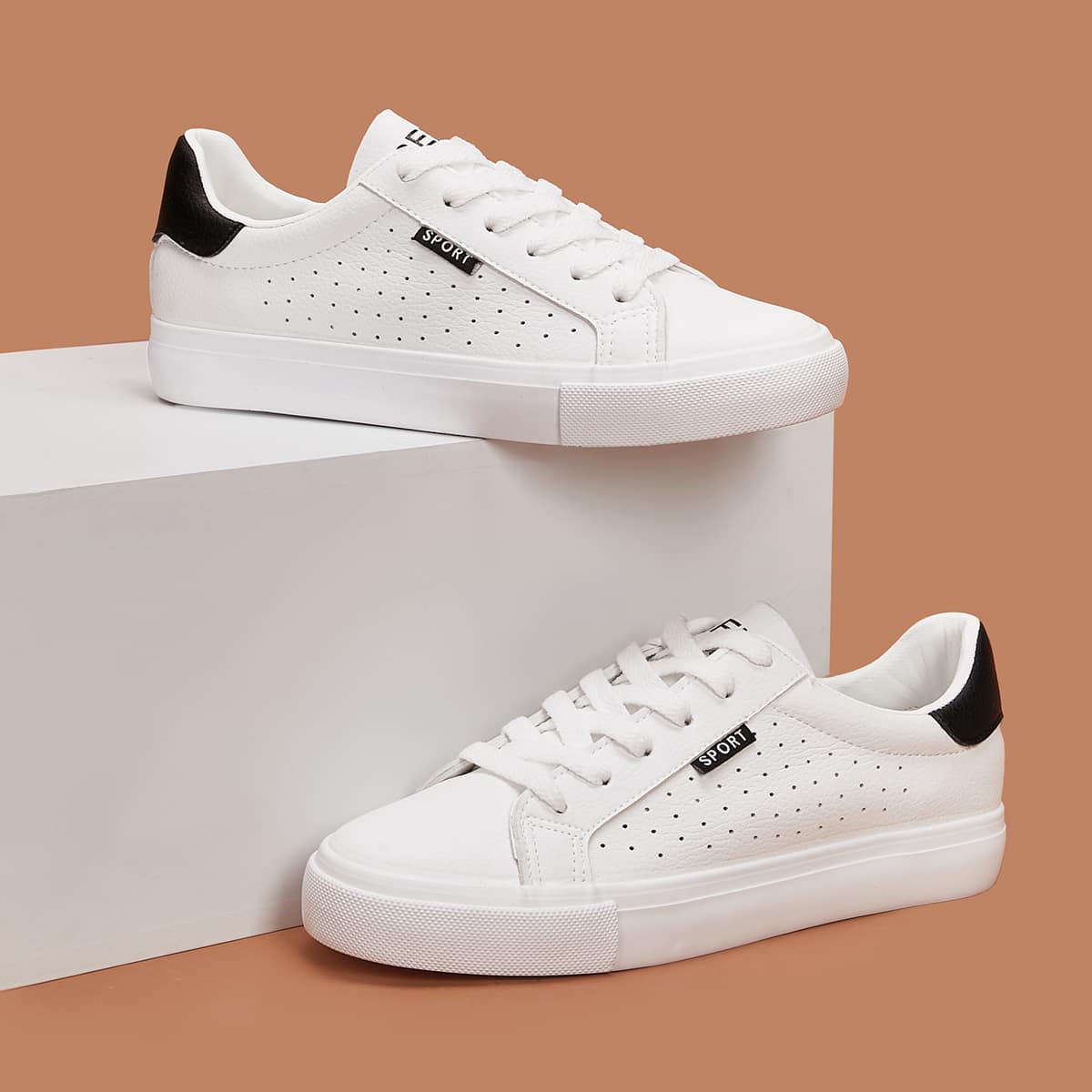 

Letter Graphic Lace-up Front Sneakers, White