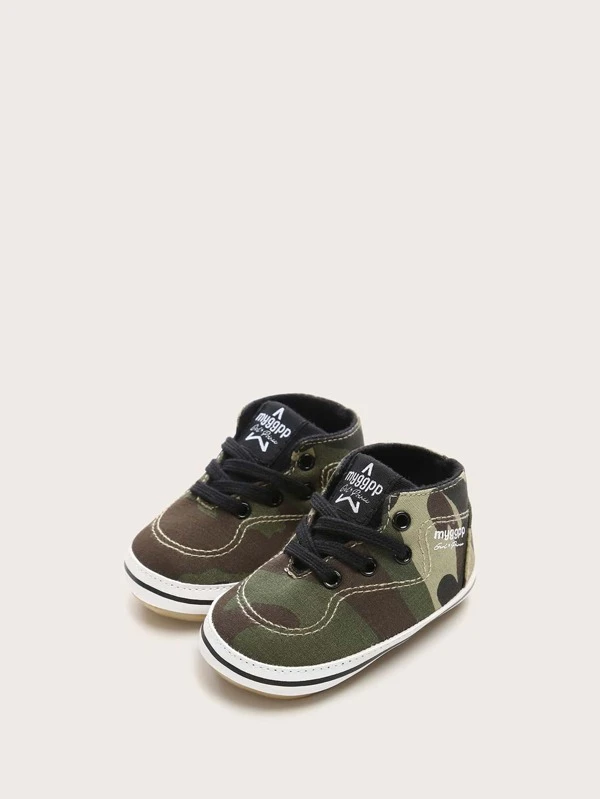 Zapatos De Bebe Nino Con Camuflaje Grafico Con Letra Moda De Mujer Shein Mexico
