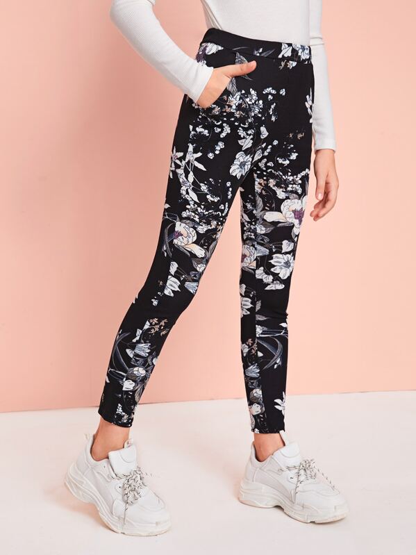 

Girls Botanical Print Leggings, Multicolor, Alice A