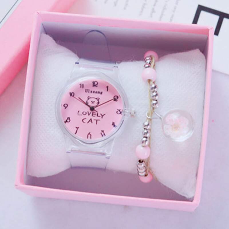 

1pc Transparent Strap Quartz Watch & 1pc Bracelet