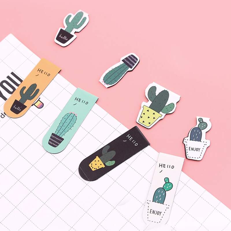 

2pcs Random Potted Cactus Shaped Magnetic Bookmark