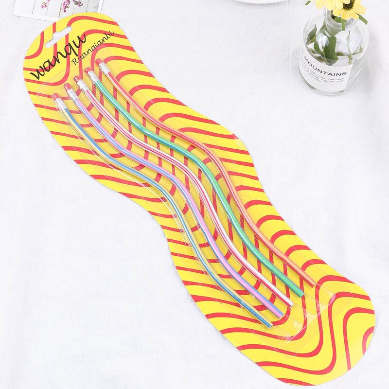 

5pack Random Colorful Bendy Flexible Soft Pencil With Eraser