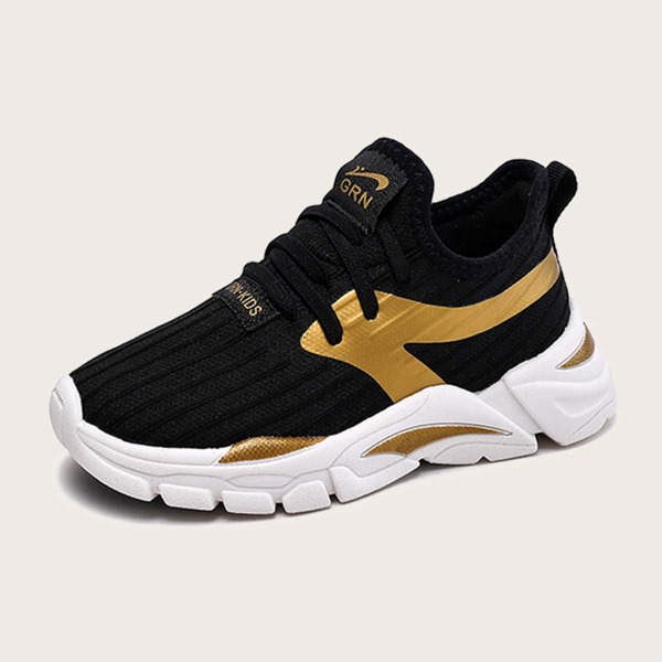 

Boys Two Tone Lace-up Front Trainers, Black