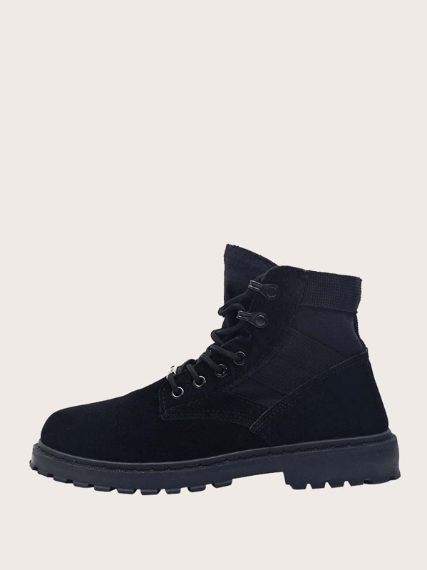 

Men Lace-up Front Ankle Boots, Black