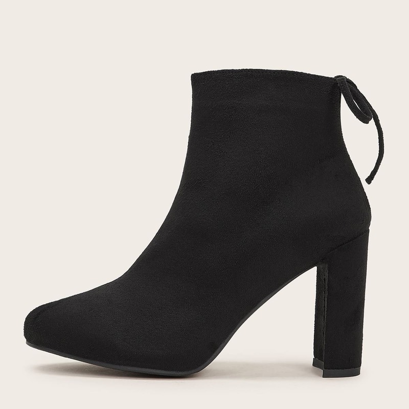 

Tie Back Chunky Heeled Boots, Black