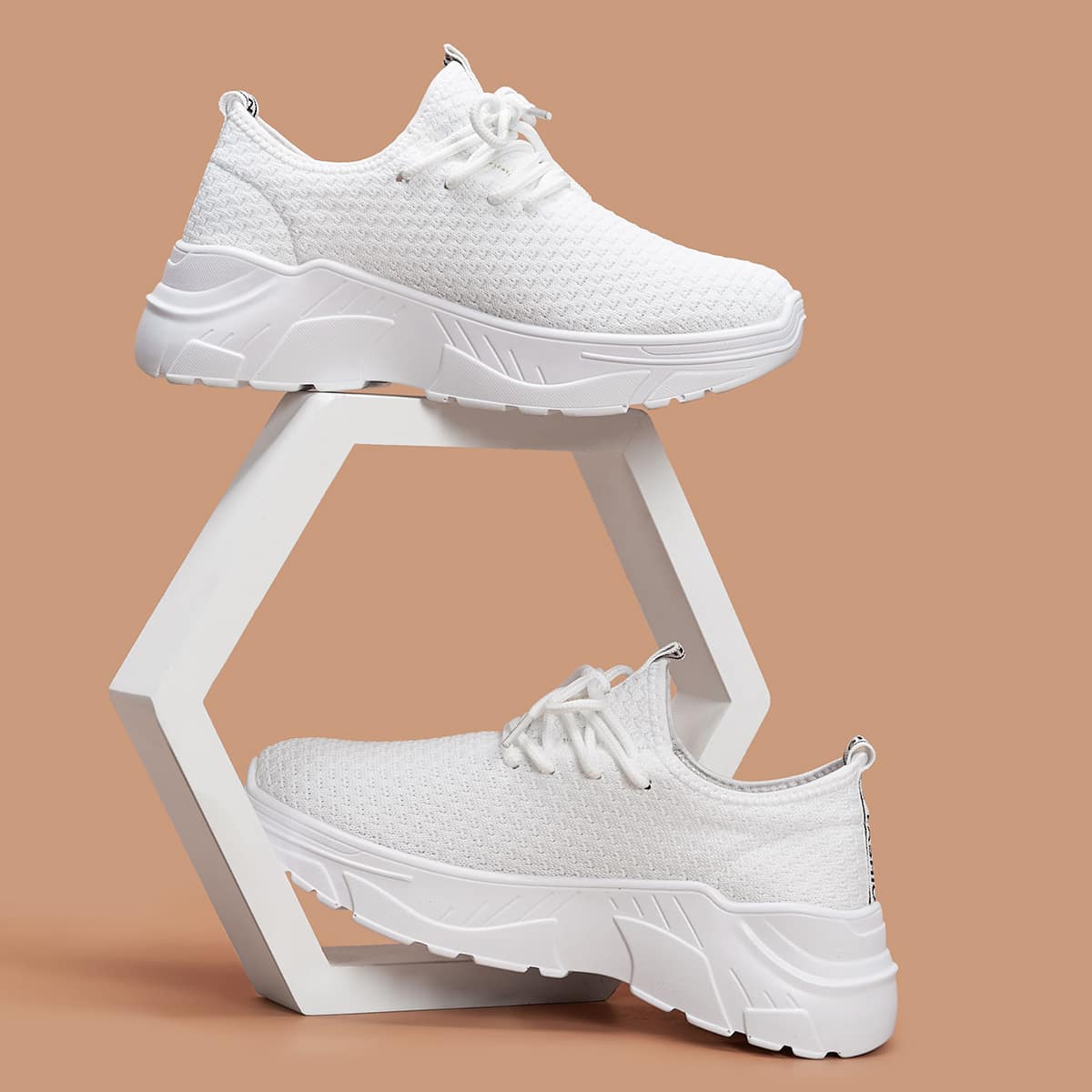 

Letter Graphic Lace-up Front Chunky Sneakers, White