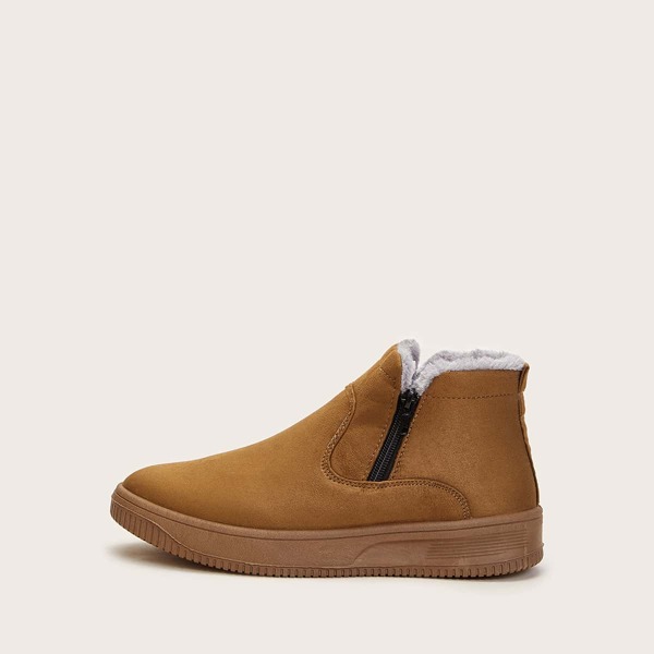 

Men Side Zip Snow Boots, Brown