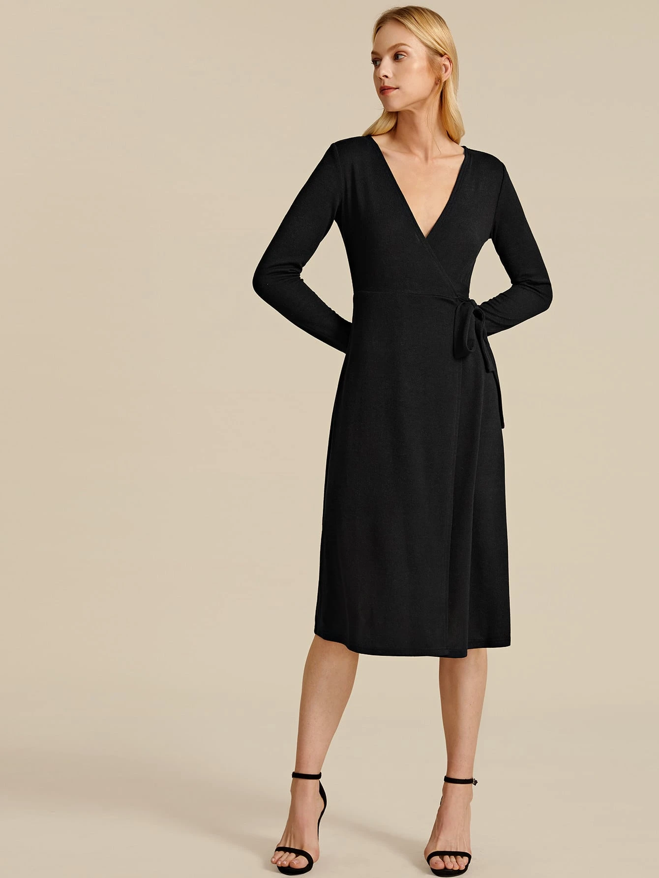shein surplice wrap solid dress