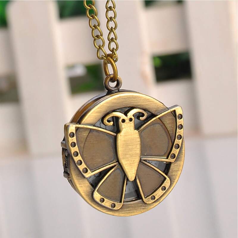 

Vintage Butterfly Engraved Flip Pocket Watch