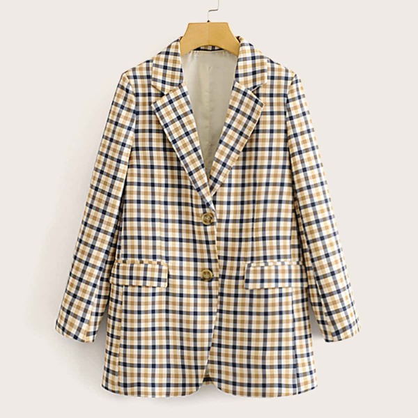 

Plaid Lapel Collar Blazer, Multicolor