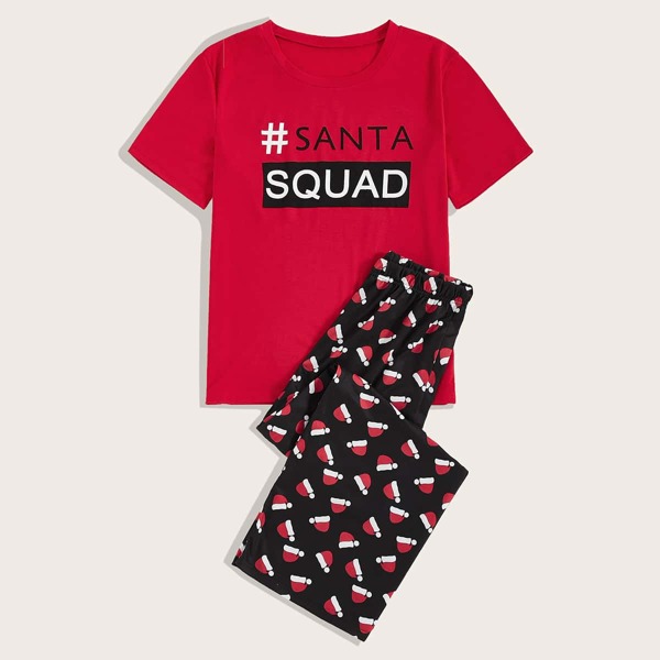 

Christmas Men Letter Graphic PJ Set, Multicolor