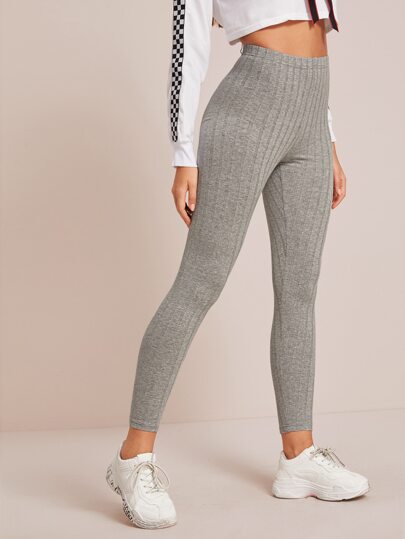 Mulvari Elastic Waist Rib-knit Leggings