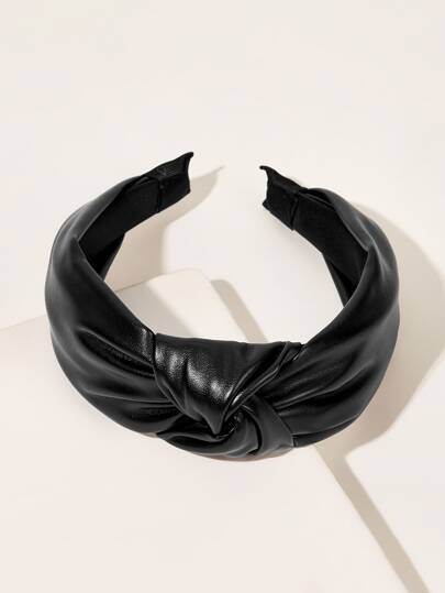 1 قطعة شريط شعر نسائي عصري بلون أحادي مزين بعقدة من البولي يوريثان للارتداء اليومي العادي، شريط شعر، حلقة شعر، اكسسوارات شعر، عصابة رأس، لون أسود