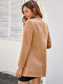 SHEIN 西裝領單排扣西裝外套 - 駝色 - 查看 2