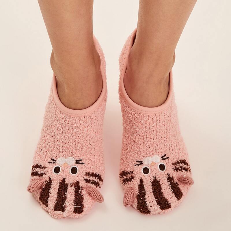 

1pair Cartoon Pattern Floor Socks, Pink