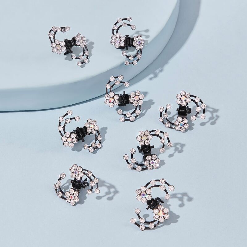 

8pcs Rhinestone Decor Hair Claw, Multicolor