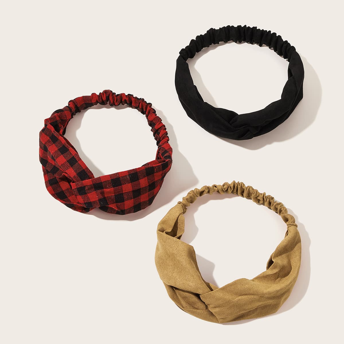 

3pcs Plaid Pattern Headband, Multicolor
