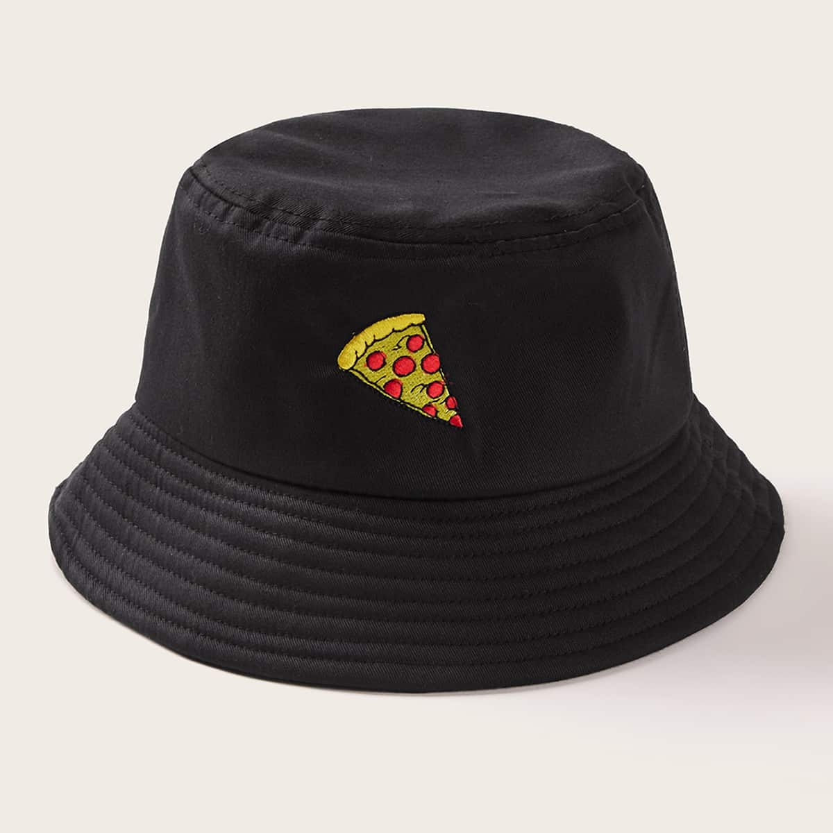 

Pizza Pattern Bucket Hat, Black
