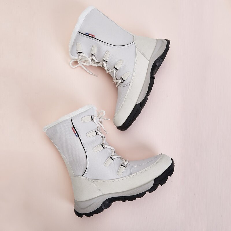 

Lace-up Front Snow Boots, Grey