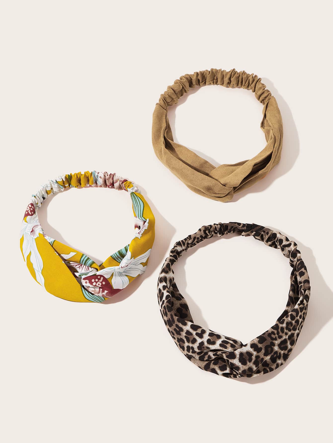 3pcs Leopard & Ditsy Floral Pattern Headband - Multicolor - View 1