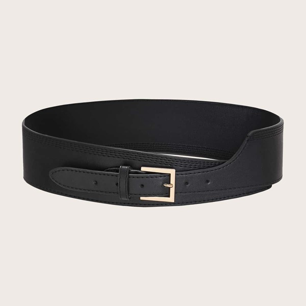 

Metal Wide Buckle Belt, Black