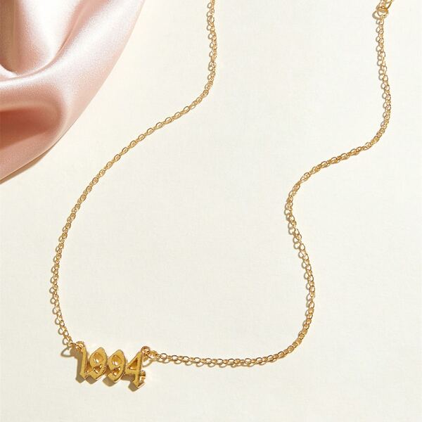 

1pc Year Charm Necklace, Gold