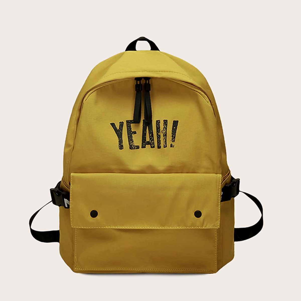 

Letter Graphic Pocket Front Backpack, Yellow