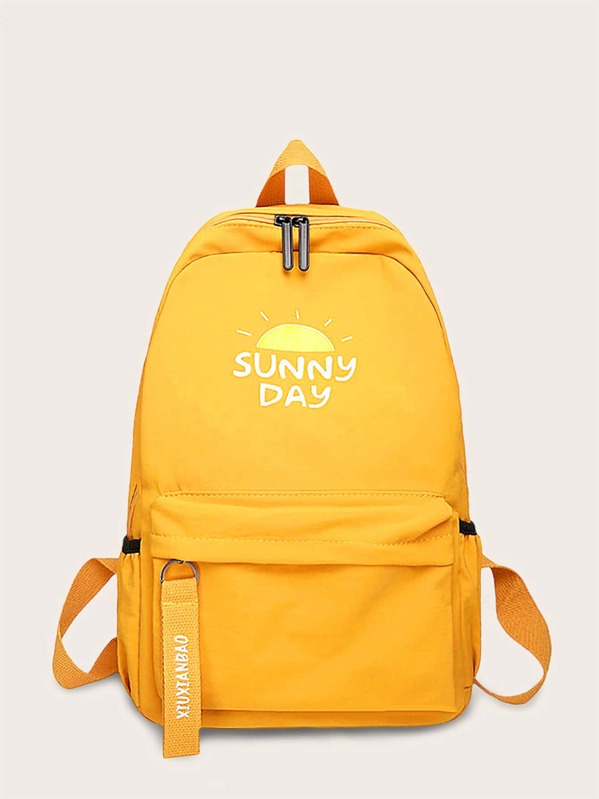 

Letter Graphic Pocket Front Backpack, Yellow