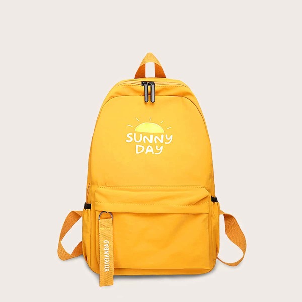 

Letter Graphic Pocket Front Backpack, Yellow