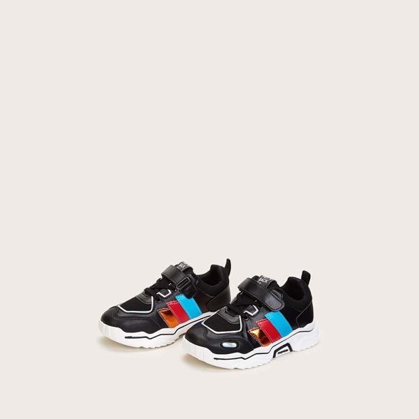 

Boys Color Block Velcro Strap Sneakers, Black