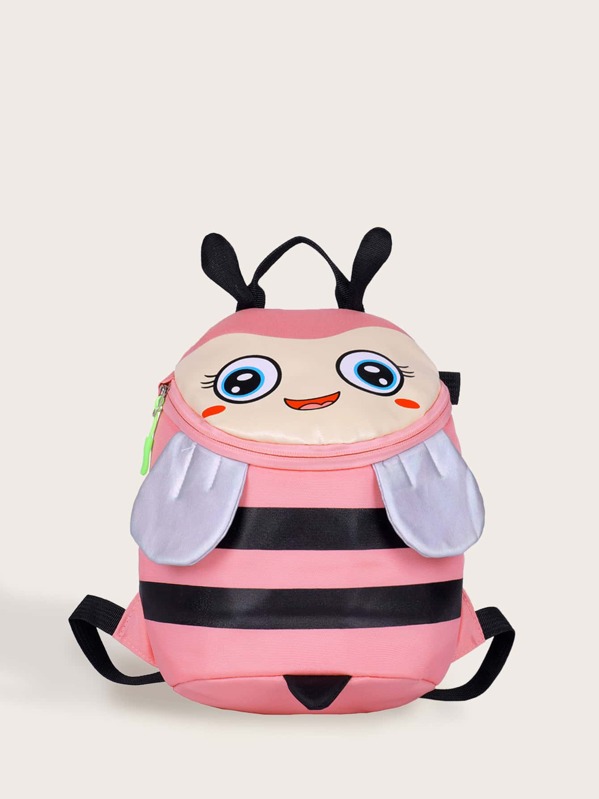 

Girls Striped Bee Design Backpack, Pink