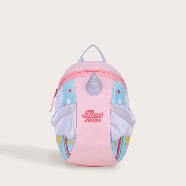 

Girls Wings Decor Letter Graphic Backpack, Multicolor