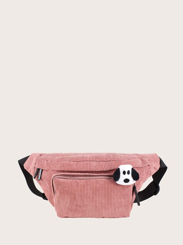 

Girls Dog Decor Corduroy Fanny Pack, Pink