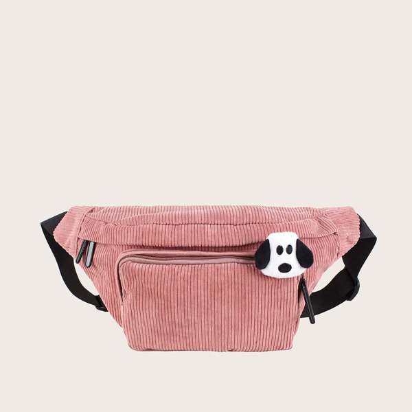 

Girls Dog Decor Corduroy Fanny Pack, Pink