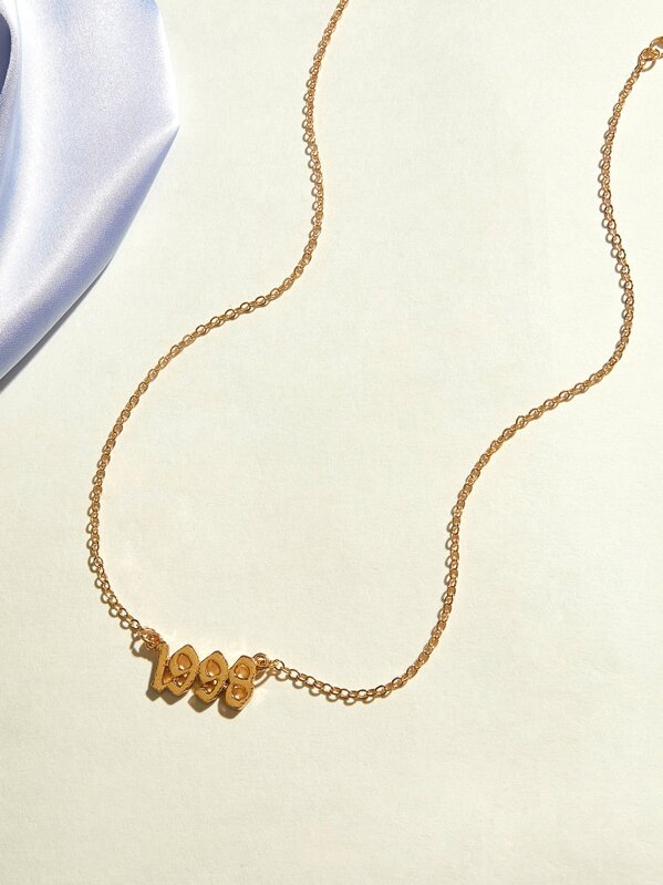

1pc Year Charm Necklace, Gold