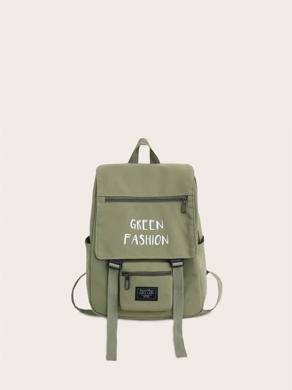 

Letter Graphic Pocket Front Backpack, Green