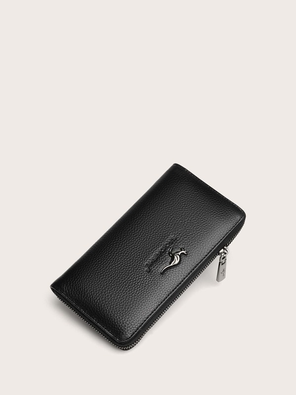 

Men Textured Zip Around Purse, Black