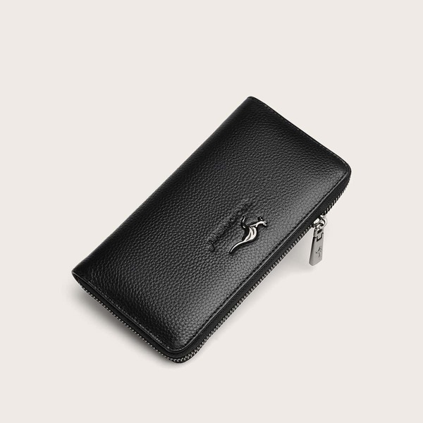 

Men Textured Zip Around Purse, Black
