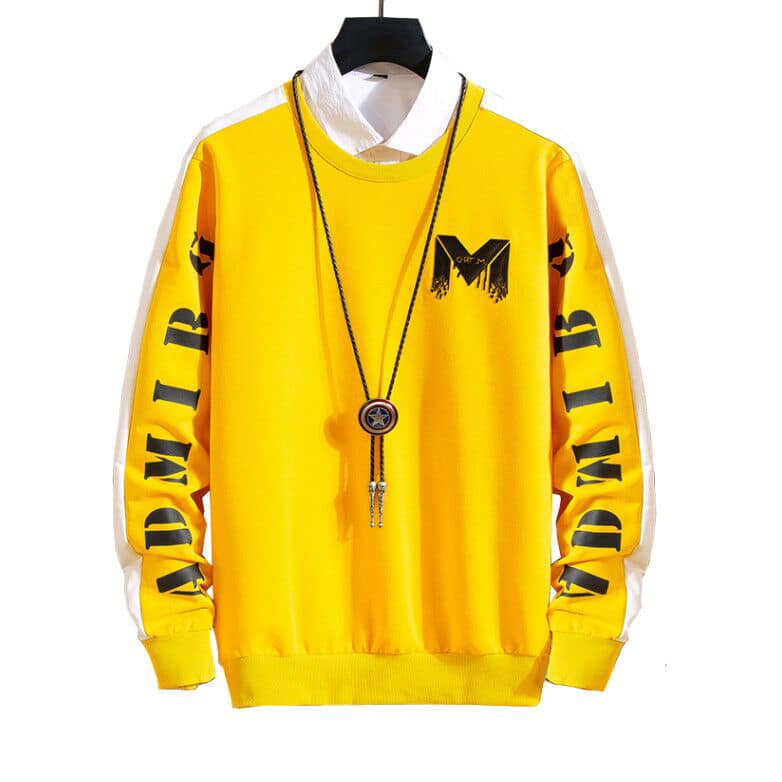 

Guys Contrast Panel Letter Graphic Sweatshirt, Yellow