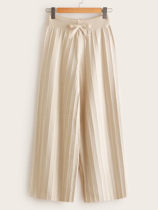 

Textured Seam Detail Sweater Pants, Beige