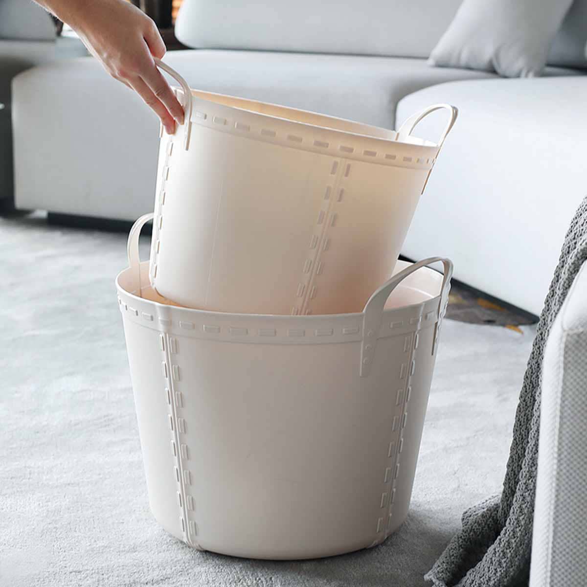 

2pcs Plain Storage Basket, Beige