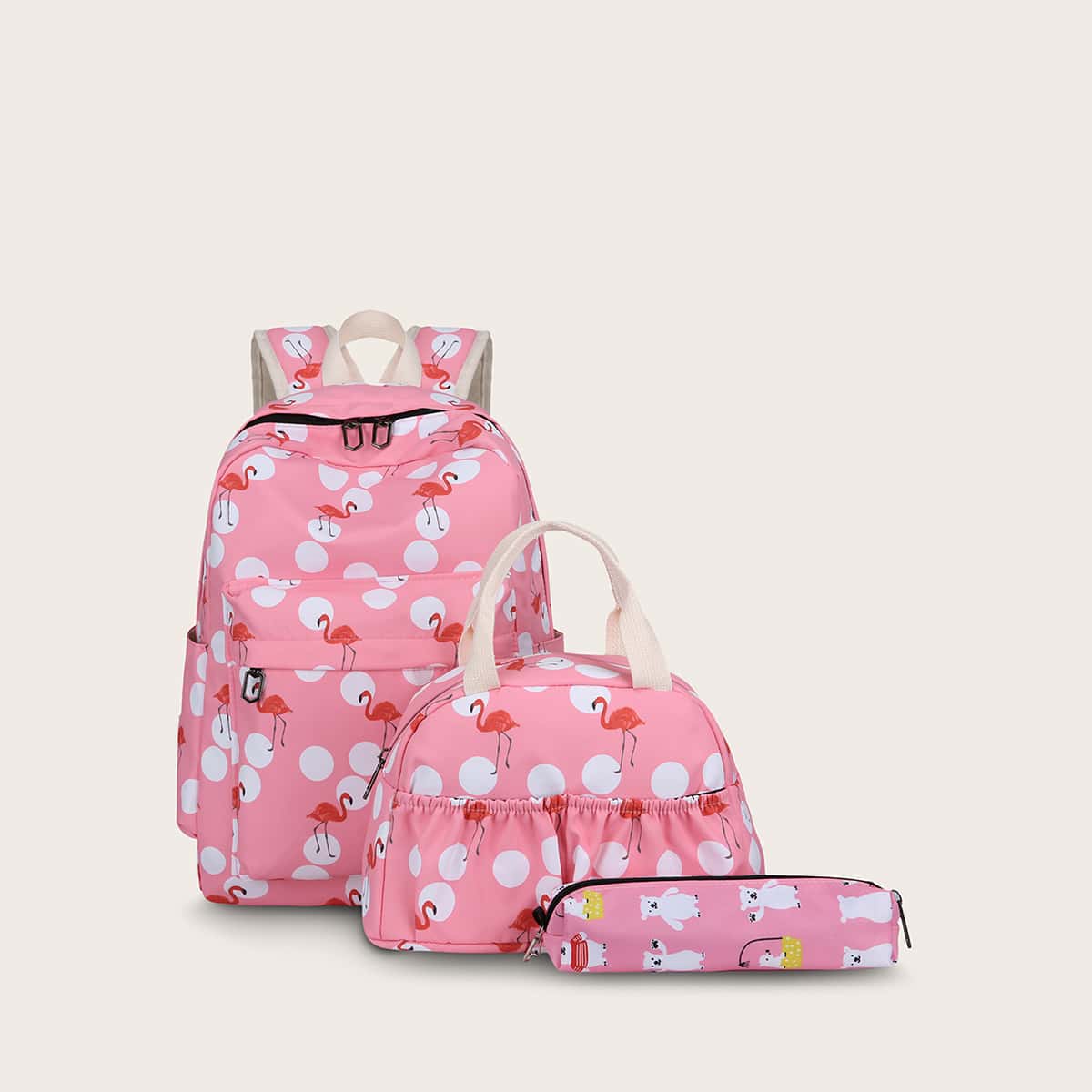 

3pcs Cartoon Graphic Bag Set, Pink