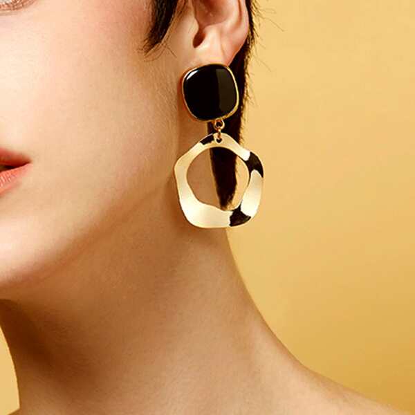 

1pair Textured Drop Earrings, Multicolor
