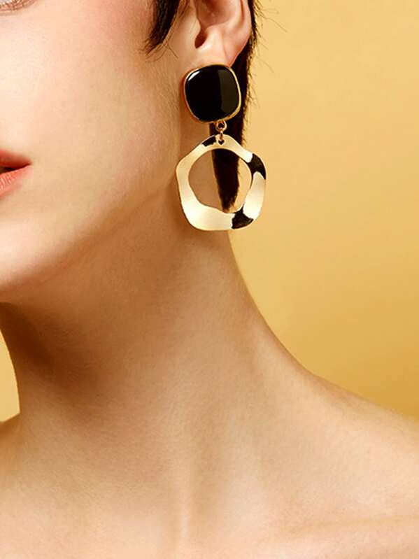

1pair Textured Drop Earrings, Multicolor